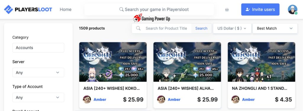 genshin impact marketplace listing example