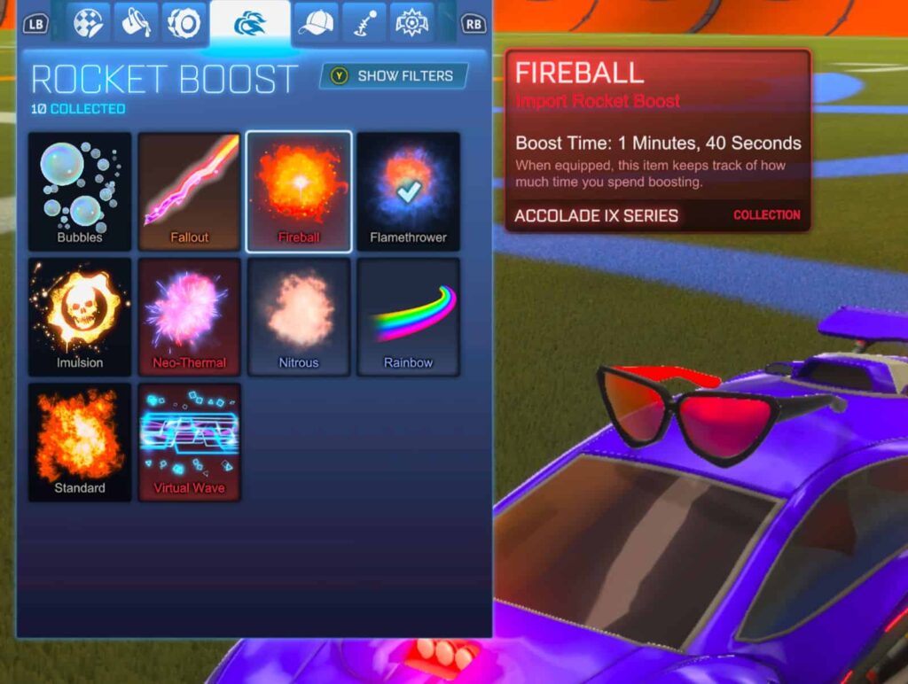 rocket league fireball boost