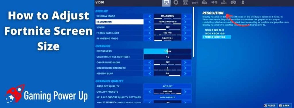 adjust fortnite screen size