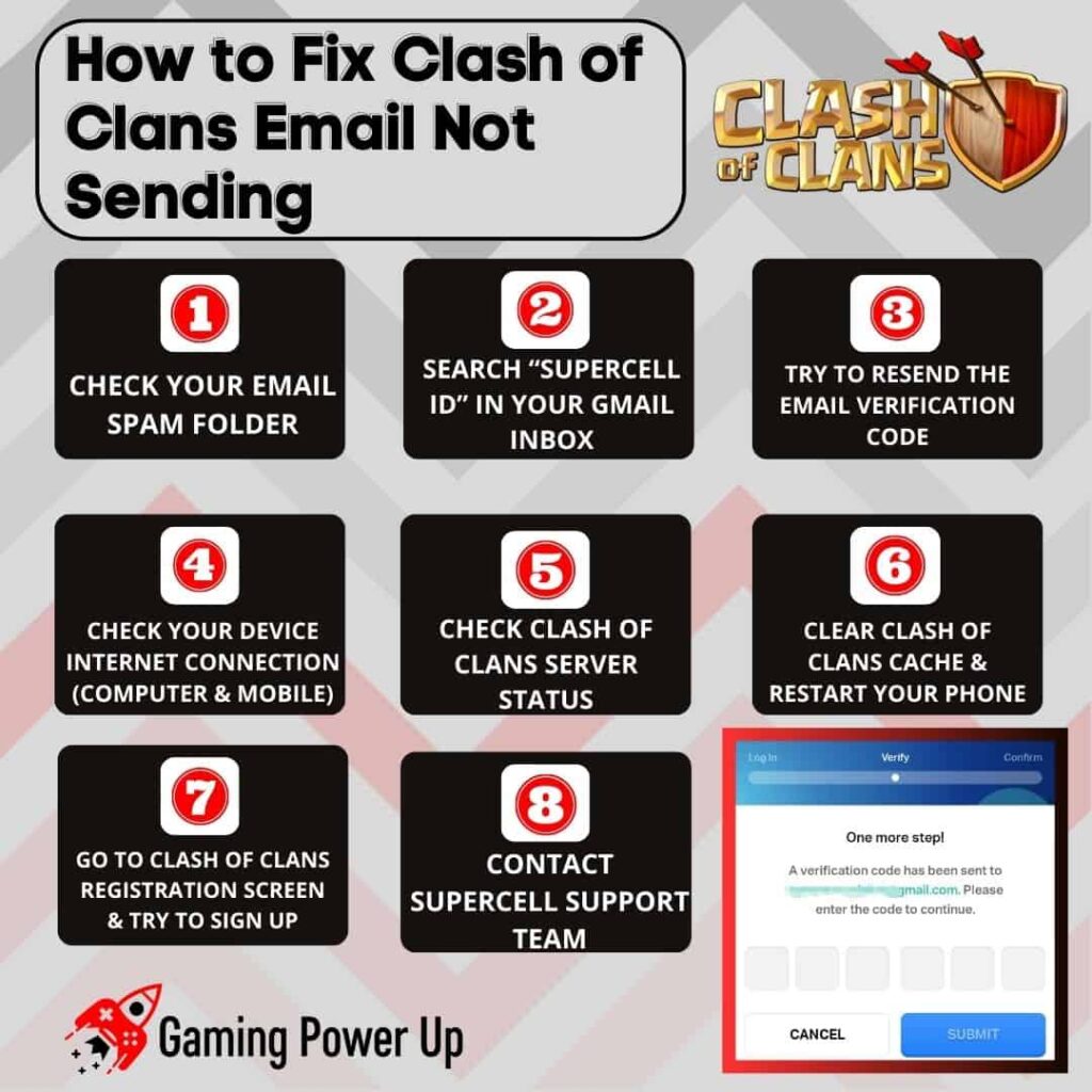 clash of clans email verification code error fix